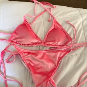 Velvet triangle tie bikini